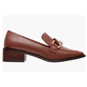 LINEA Paolo CHRYSTIE Chain Keeper Loafers in Cognac Leather Size 9